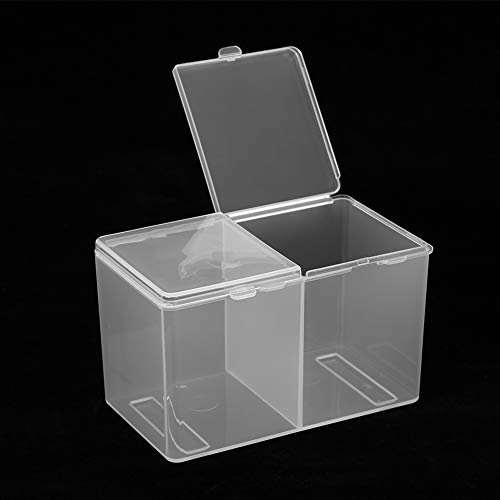 2 Grids Cotton Pads Swabs Container, Plastic Qtip Holder Dispenser, Nail Polish Glitter Powder Storage Box, Makeup Cotton Organizer Box, for Cotton Ball, Cotton Swab