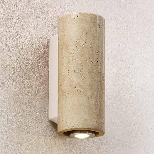 YFMYY Nordische Wandleuchte aus Stein und Travertin, Moderne Vintage-Innenbeleuchtung mit E27-Fassung für Schlafzimmer