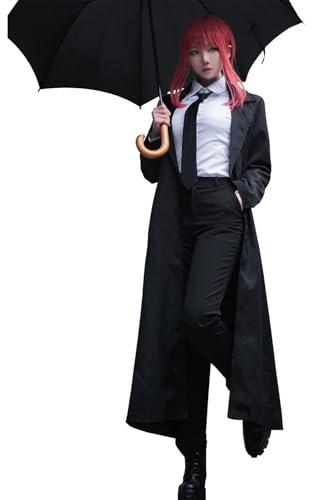 CR ROLECOS Chainsaw Man Cosplay Denji Makima Cosplay Outfit Costume Power Uniform Men Black Jacket Suit Set Halloween M