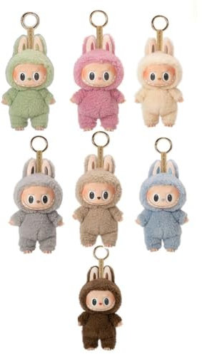 Ambizion Labubu The Monsters Porte-clés en forme de poupée en peluche, avec boîte surprise, pour téléphone portable, sac à main et clés, cadeau de Noël et d’anniversaire, multicolore, S