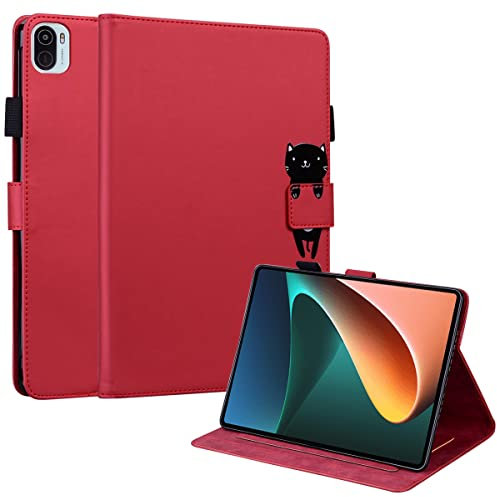 Mldjomid Custodia Protettiva Compatibile con Xiaomi Pad 5/ Pad 5 Pro 11 Pollici 2021 Flip Pelle PU Tablet Case Cover con Supporto e Slot per Scheda per Xiaomi Pad 5 Pro 5G 11 Tablet Custodia, Rosso