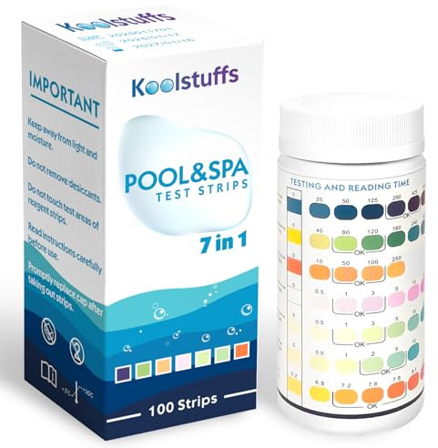 Hot Tub Test Strips, 100 pH Test Strips, 7 in 1 SPA Test Strips for Hot Tub, Pool Test Strips for pH, Chlorine, Alkalinity, Bromine, Hardness, Cyanuric Acid