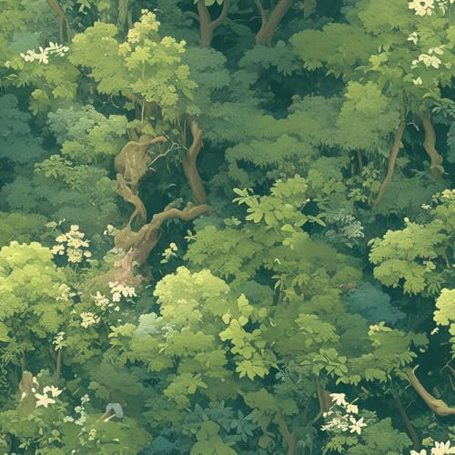 Klebefolie für Wände Grüne Bäume einfach anzubringen Natur Wald Bäume Vögel Klebefolie Möbel Tapete Kinderzimmer Muster Dekofolie Möbelfolie Selbstklebend Wand Tapeten Wohnzimmer Schrankfolie Klebefo