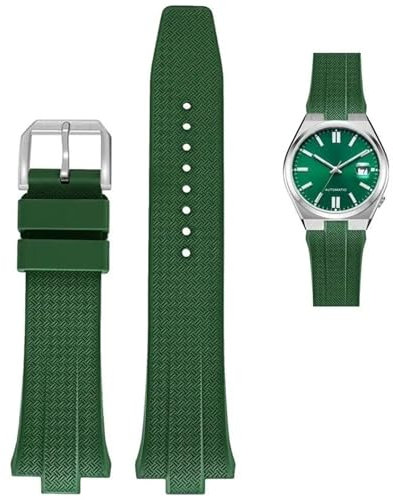 KDEGK FKM Fluorkautschuk Uhrenarmband für Citizen TSUYOSA Collection NJ0150 NJ0151ME Uhrenarmbänder Herren Damen Armband Bunt(Dark Green)