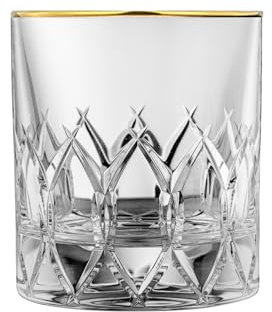 ARNSTADT KRISTALL Whiskyglas Eclipse Gold klar (9 cm) - Kristallglas mundgeblasen · handgeschliffen · Handmade in Germany · 24 Karat Goldrand