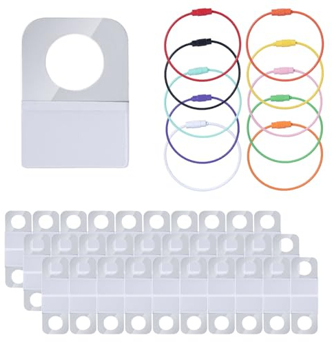 BOXOB Halter für Yoto Karten Ringe und Laschen, 60stk 32x22 mm Selbstklebende Etiketten und 10stk Schlüsselringschlaufen aus Edelstahl Tragbare Aufbewahrungs für Yoto Zubehör Organizer