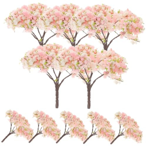 Abaodam 10 Stück Mikro Landschaftsbau Zubehör Baum Mini Kirschblütenbaum Kirschbaum Bäume Kleine Kirschblütenbäume Künstliche Kirschblüten DIY Blumen Zweige Abs