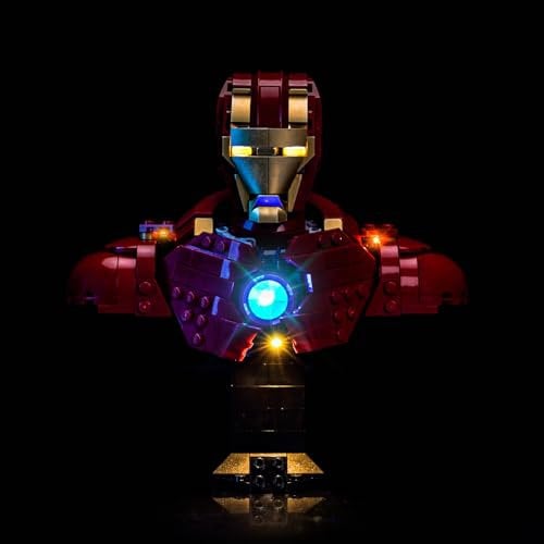 Light Control Led Light Set Compatible with Lego 76327 Iron Man MK4 Bust (No Model), Decoration Lighting Set Compatible with Lego Iron Man MK4 Creative Toys