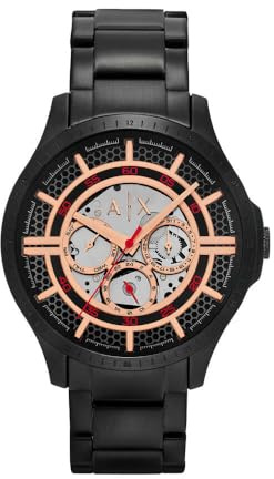 Armani Exchange Watch for Men, Quarz Multifunktionales Uhrwerk und 46mm Gehäusegröße mit Edelstahlarmband