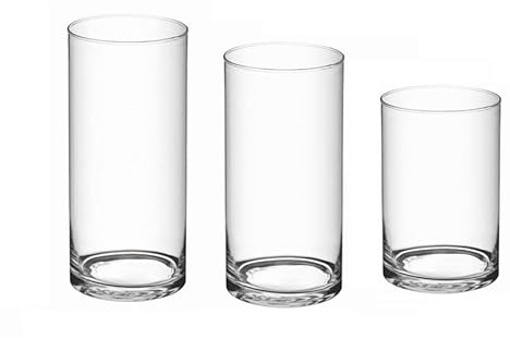 Set di 3 Portacandele in Vetro, Vasi per Candele Galleggianti, 10 cm Diametro, 15/20/25 cm Altezza