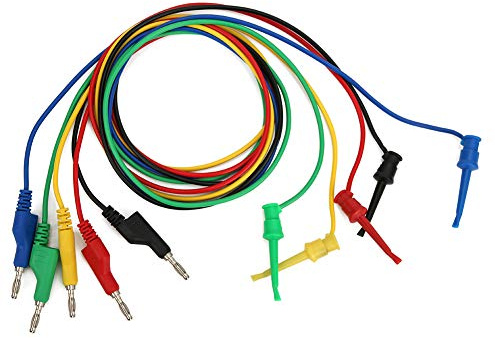 Watris Veiyi 5 Stück Bananenstecker Kabel, P1045 4mm 1m Prüfclip Messkabel | Stapelbare Messleitungen für Multimeter