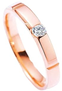 Whoiy Damenring Rotgold 375 Echt Gold, Hochzeits Ring 9 Karat Schlicht mit 0.09ct Diamant Bandringe 3.1MM Eheringe für Damen Gr. 63 (20.1)