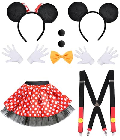 Dtiaagto Mouse Costume for Women Men Red Tutu Skirt Mouse Carnival Fancy Dress for World Book Day Xmas Carnival Cosplay