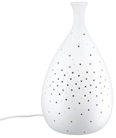 GILDE Tischleuchte Galaxy - Porzellan matt, H 33,5 cm x Ø 18,5 cm | Material: Porzellan, mattes Finish, schlichtes Design - Fassung E14, ohne Leuchtmittel