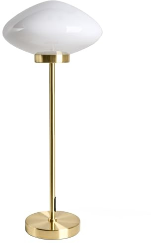 Tischlampe Metall gold ovaler Glasschirm 1-flammig 62 cm hoch modern Sibun