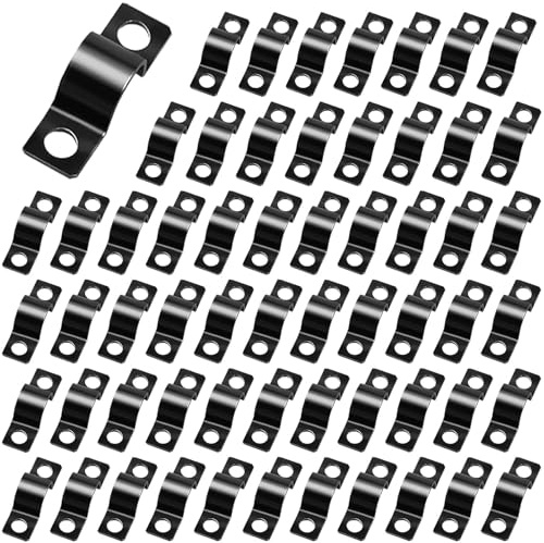 Touosy 60 Pezzi Fascette Stringitubo, Morsetti per Tubi 2 Fori, Morsetti a U Metallo Morsetto per Tubi Resistente Morsetto per Cavi Condotti Fili Metallici Gestione del Cablaggio Elettrico (6 MM)