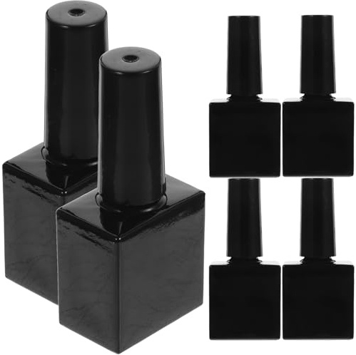 PACKOVE 6 Pcs Nail Polish Bottles Glass Refillable Fingernail Polish Bottles 10 Ml Black Tightly Sealed for Nail Shops and Homes