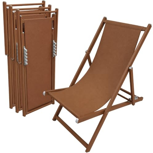 Set 4 Sdraio da Giardino Pieghevoli in Alluminio colorato e Textilene, Sedie a Sdraio Reclinabili 5 Posizioni, Lettini Prendisole Salvaspazio per Giardino Terrazzo Balcone Piscina (Terracotta)