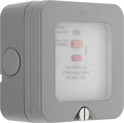 BG Electrical Outdoor Weatherproof Unswitched Fused Spur Connection Unit with Type A RCD Protection, Grey, 13A, IP66 Rated, WP55ARCD
