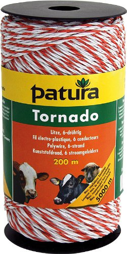 Patura Tornado Litze, 200 m Rolle, weiss-orange 5 Niro 0,20 mm, 1 Cu 0,30 mm