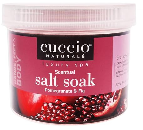 Cuccio Naturale Scentual Salt Soak - Invigorating Salts With An Irresistible Scent - Rejuvenate And Soothe Tired Feet - Softens And Leaves The Skin Fresh And Clean - Pomegranate And Fig - 29 Oz