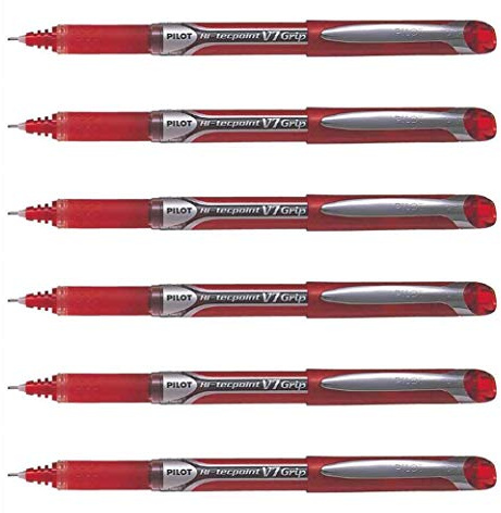 Pilot Tintenroller mit 6 Hi-Tecpoint V7 Grip, Rot