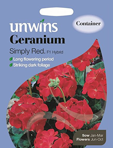Unwins Pictorial Packet - Geranium Simply Red F1 Hybrid - 20 Seeds
