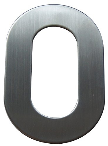 Alpertec Hausnummer 0 Edelstahl satiniert inklusive Schrauben und Dübeln, Höhe 120 mm, 35150101K1