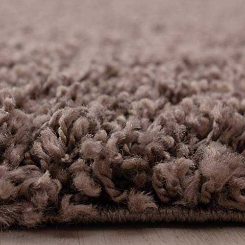 HomebyHome Teppich Rund Hochflor 200 cm Rund - Shaggy Runder Teppich Wohnzimmer Taupe Extra Weich und Flauschig - Waschbarer Langflor Teppiche für Schlafzimmer, Küche, Flur - Carpet, Halı, Kilim