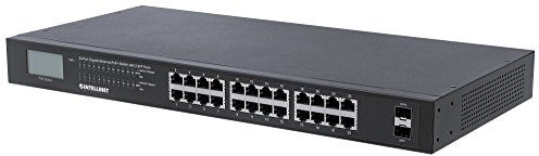 Intellinet 561242 24-Port Gigabit Ethernet Poe+ Switch mit 2 SFP-Ports, 370W Endspan 19 Rackmount Schwarz