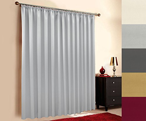 Sun World Verdunkelungsvorhang nach Maß, maßgeschneiderter Vorhang, Verdunkelungsgardine, XXL, Gardinen nach Maß, Überlänge und Überbreite, Übergardine, Kräuselband, Light Grey (195x200cm, HxB)