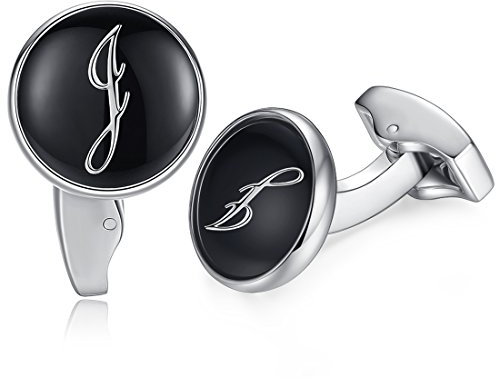Honey Bear Briefe Initialen Buchstabe manschettenknöpfe Herren Edelstahl Hochzeit Cufflinks Manschettenknopf Schwarz (J)