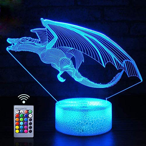 HPBN8 Ltd Kreative 3D Dinosaurier Lampe Nacht Licht USB-Kabel Fernbedienung 7/16 Farben Amazing Optical Illusion 3D LED Lampe Formen Kinder Schlafzimmer Geburtstag Weihnachten Geschenke