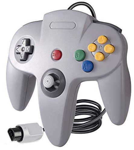 suily Game Controller Klassischer langer Griff mit verdrahtetem Gamepad Joystick für N64 System,Grau