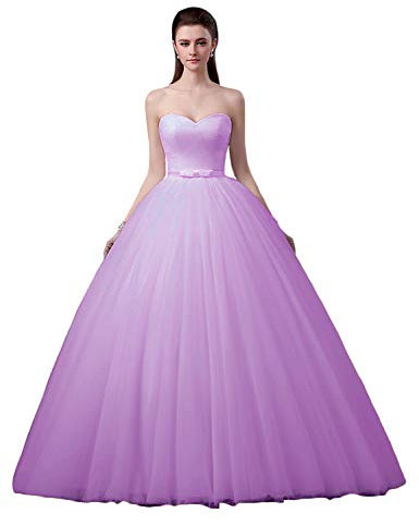 Stillluxury Sweetheart Tulle Ball Gown Abiti da sposa per la cerimonia di sera delle donne della sposa E155, Lilla, 52