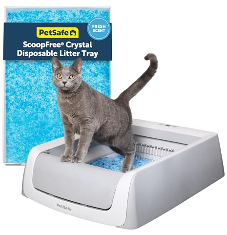 PetSafe ScoopFree Crystal Pro Legacy Automatic Self-Cleaning Cat Litter Box Includes 1 Disposable Crystal Litter Tray Advanced Odor Control Not Enclosed Gray (PAL00-16805)