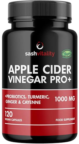 Raw Apple Cider Vinegar Complex 2250mg with The Mother 3-in-1 Gut Support with Turmeric, Ginger, Cayenne Extract, Probiotics 1.4 Billion CFU, Prebiotic Inulin & Flaxseed 120 Vegan Capsules | UK Made