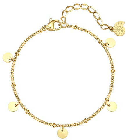 Happiness Boutique bracciale da donna a cerchio bracciale con ciondolo piatto rotondo in oro color oro