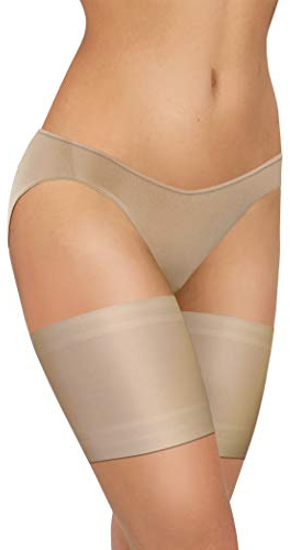 Sesto Senso Lisas y Sexys Bandas Femeninas para los Muslos Contra Rozaduras con Bandas de silicona de soporte en el interior Beige 65-70 L
