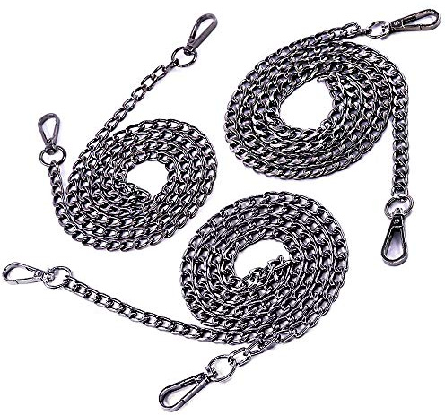 Swpeet 3Pcs Purse Chain Strap Slim Wide 7mm for Comfortable Flat Metal Strap
