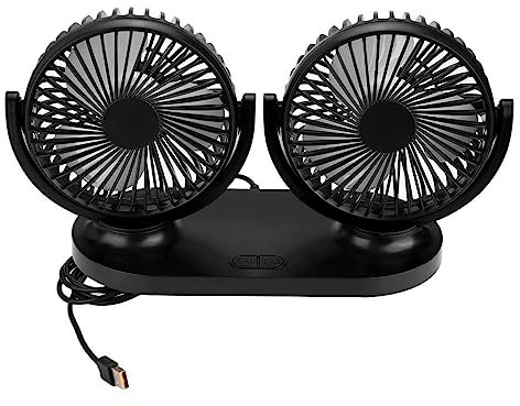 BLLBOO Ventilateur USB - Ventilateur de Voiture à Double tête USB Ventilation de Refroidisseur Automatique de climatiseur Portable 12V(Noir)