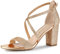 Allegra K Women's Glitter Crisscross Strap Block Heels Sandals Rose Gold 5 UK/Label Size 7 US