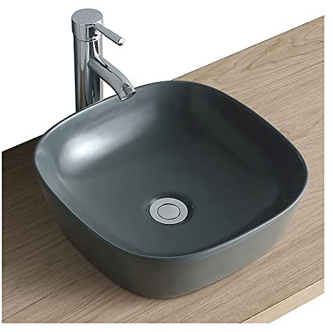 MOB-IN Vasque carrée à Poser en céramique 37 cm MIA Gris