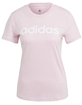 adidas Essentials Slim Logo, T-shirt Donna, Clear Pink/White, XS
