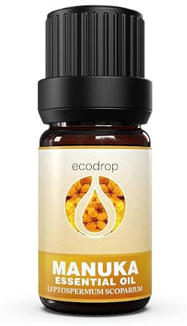 Ecodrop Pure Manuka Essential Oil - 5ml Bottle | 100% Natural Aromatherapy Diffuser Oil for Scalp & Skin | Leptospermum Scoparium Breakout Treatment, Clears Skin & Helps Dryness | Certified Organic