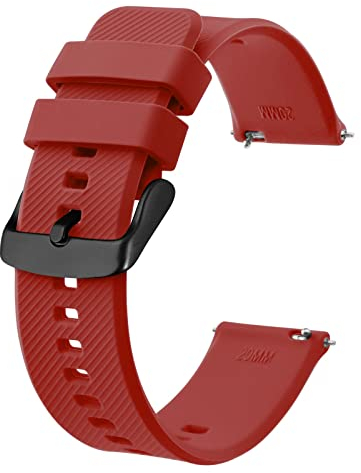 BISONSTRAP Uhrenarmband 20mm, Silikon Uhrenarmbänder mit Schnellverschluss für Männer Frauen (Wein Rot, Schwarze Schnalle)