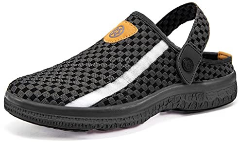 Sabots Mules Homme Femme Chaussures de Jardin Pantoufles de Plage et Piscine Chaussons Intérieur Extérieur Sandales D'Été Léger Noir 40