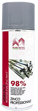 Marchetti Tech - Vernice Spray - Smalto Acrilico Professionale - A Rapida Essicazione e Facile Applicazione - Adatta a Qualsiasi Superficie - Colore: Zinco - Made in Italy