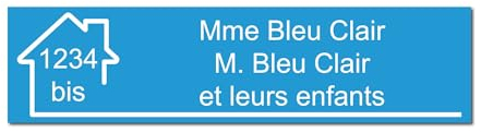 Plaque gravée pour nom et numéro boîte aux lettres autocollante 10x2,5cm personnalisée 1 à 3 lignes Bleu Clair