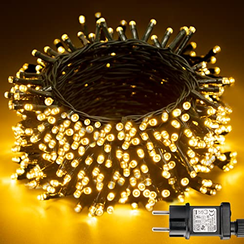 LEDYA Luci Natale Esterno, Lucis di Natale da Esterno 30M 1000led Bianco Caldo, Impermeabile/8 Modalità/Timer Esterno Interno Luci Natale Esterno Cascata, Decorazione Atmosfera Finestra Giardino